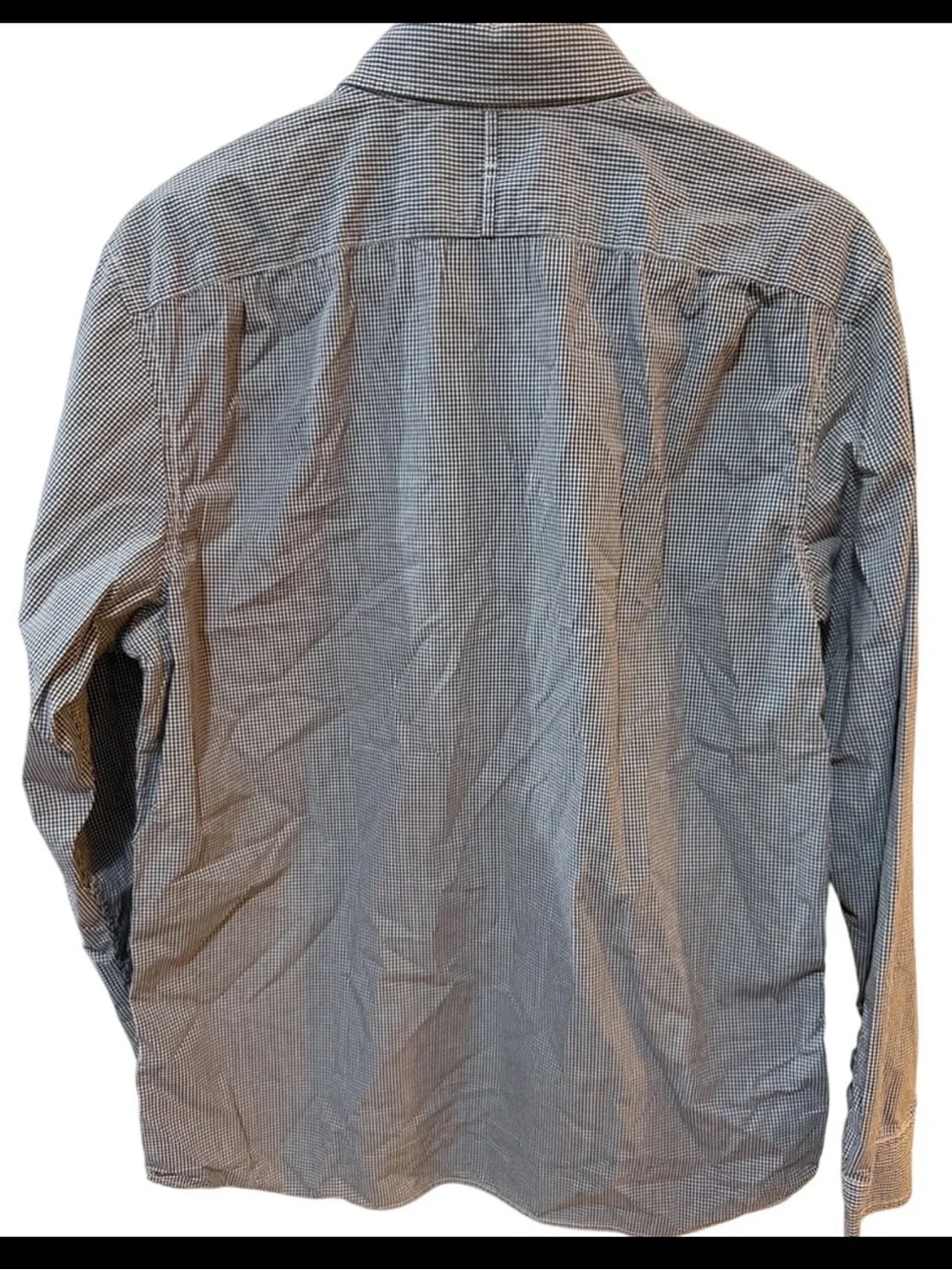 Banana Republic Men's Blue and White Micro-Check Button-Down Shirt